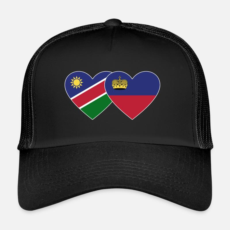 Namibia Liechtenstein Flag Heart Trucker Cap