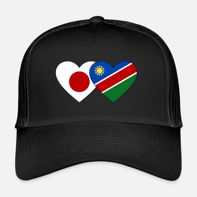 Japan Namibia Flag Heart Trucker Cap