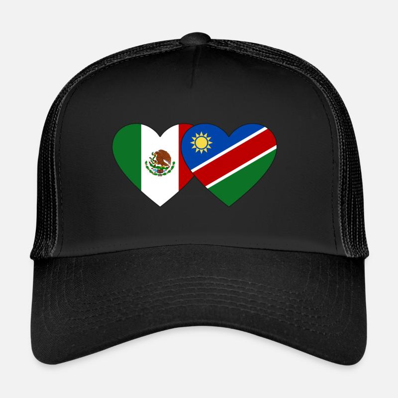 Mexiko Namibia Flagge Herz Trucker Cap
