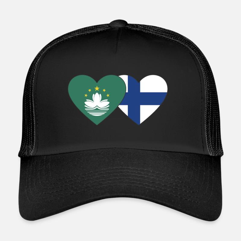 Cœur de drapeau de Macao Finlande Casquette trucker 