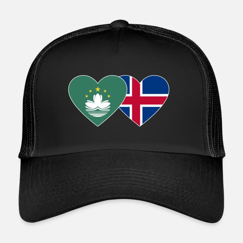 Cœur de drapeau de l’île de Macao Casquette trucker 