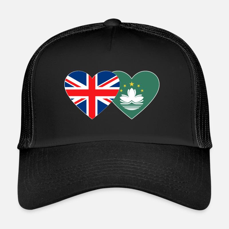 Royaume-Uni Macao Drapeau Coeur Casquette trucker 