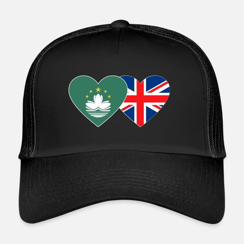 Macao Drapeau du Royaume-Uni Coeur Casquette trucker 