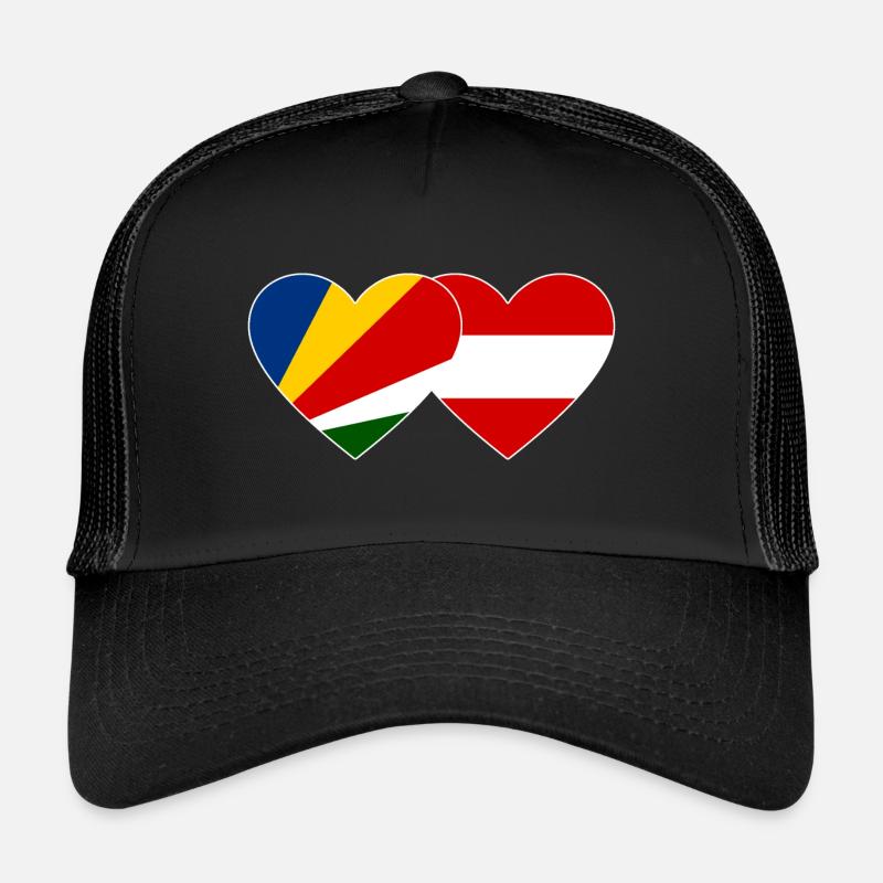 Seychelles Austria Flag Heart Trucker Cap