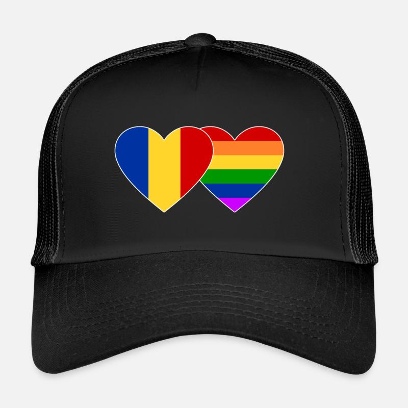 Drapeau arc-en-ciel de Roumanie - Casquette trucker  - noir/noir