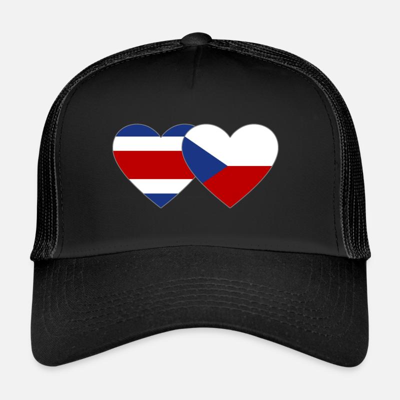 Coeur de drapeau de la République tchèque du Costa Rica Casquette trucker 