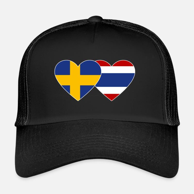 Coeur de drapeau Suède Thaïlande Casquette trucker 