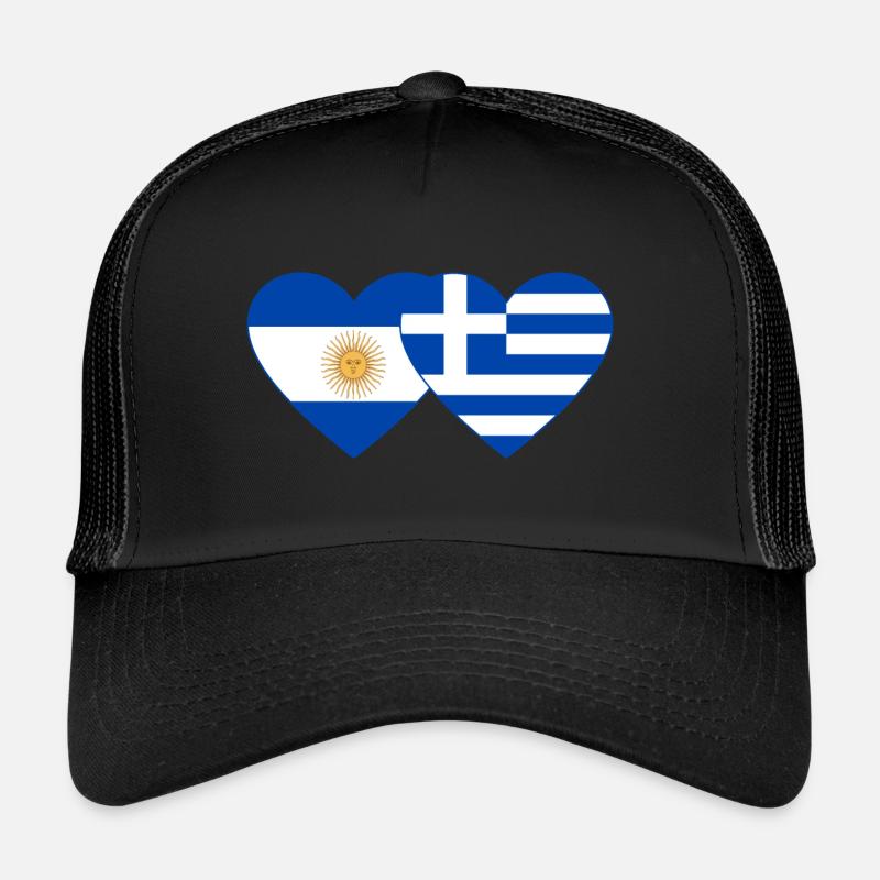 Argentine Grèce Drapeau Coeur Casquette trucker 
