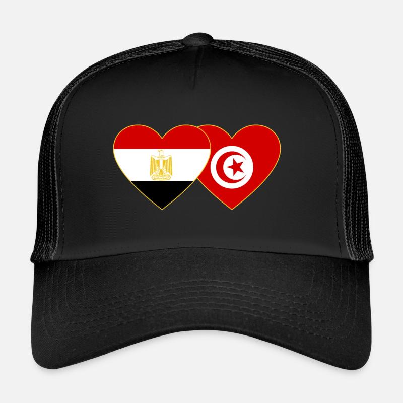 Egypte Tunisie Drapeau Coeur Casquette trucker 