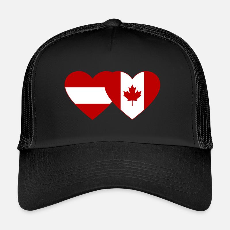 Coeur de drapeau Autriche Canada Casquette trucker 