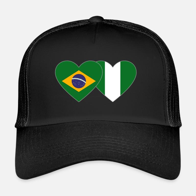 Brésil Nigeria Drapeau Coeur Casquette trucker 