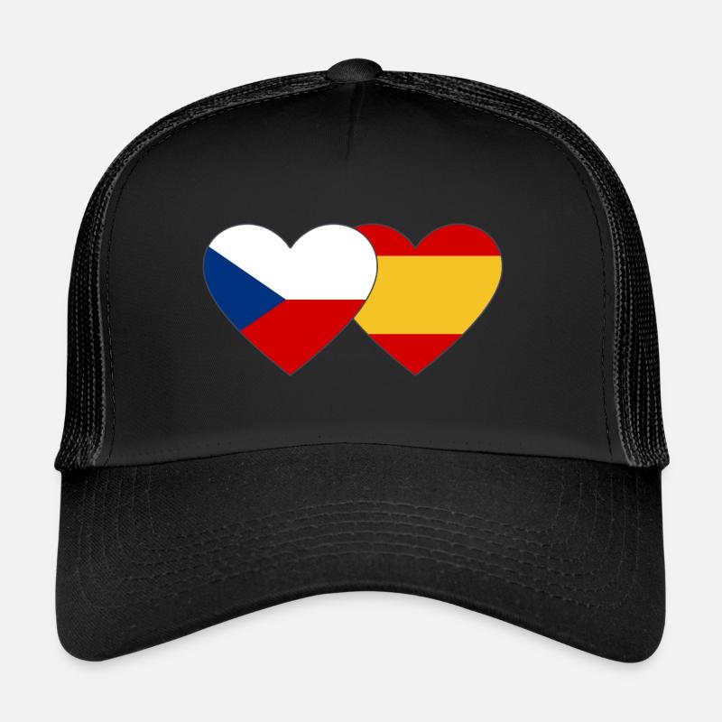 République tchèque Espagne Drapeau Coeur Casquette trucker 