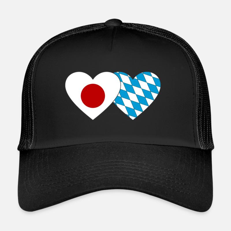 Japon Bavaroise Drapeau Coeur Casquette trucker 