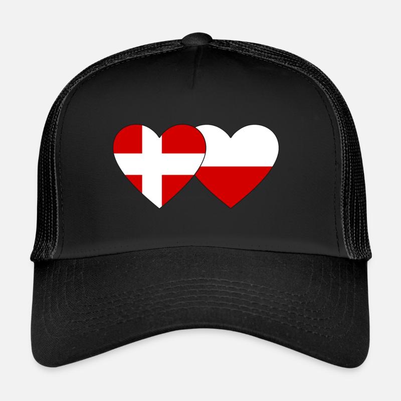 Dänemark Polen Flagge Herz - Trucker cap - sort/sort