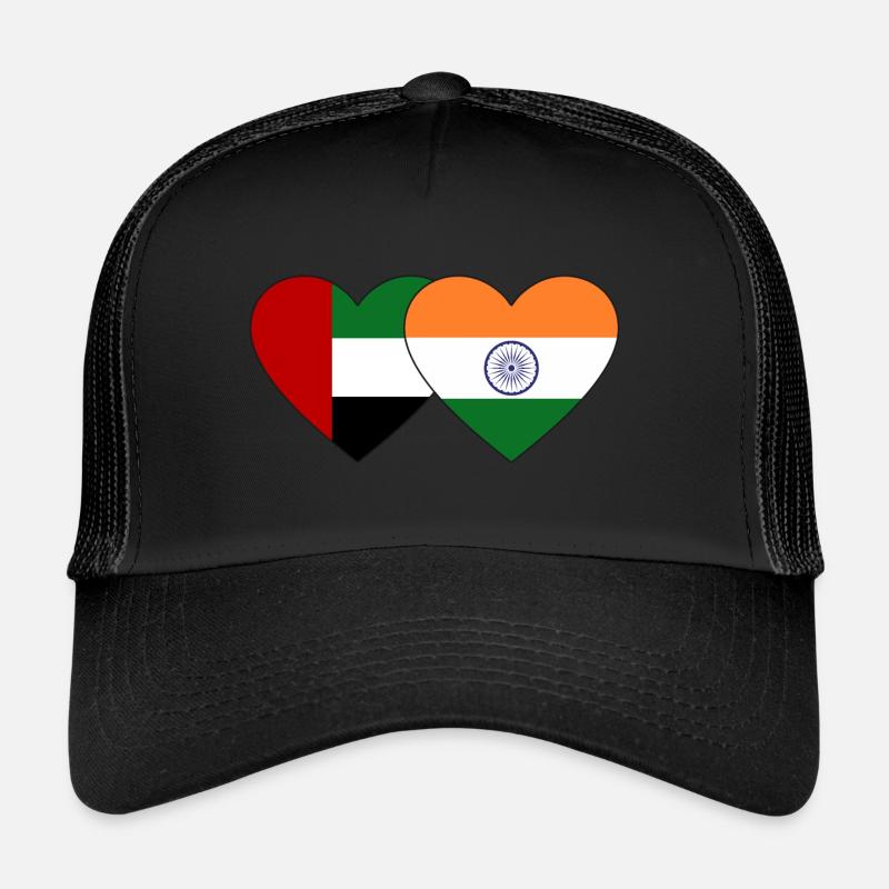 Émirats arabes unis Inde Drapeau Coeur Casquette trucker 