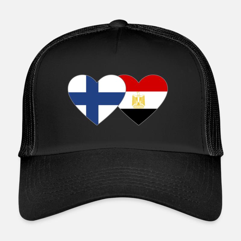 Finlande Égypte Drapeau Mains Coeur Forme Casquette trucker 