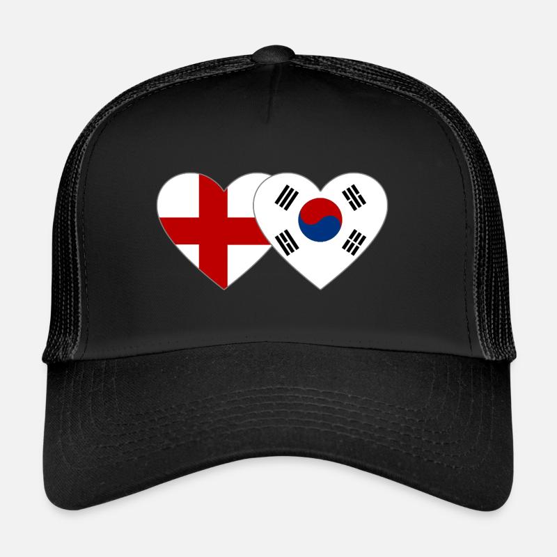 Angleterre Corée du Sud Drapeau Coeur Casquette trucker 