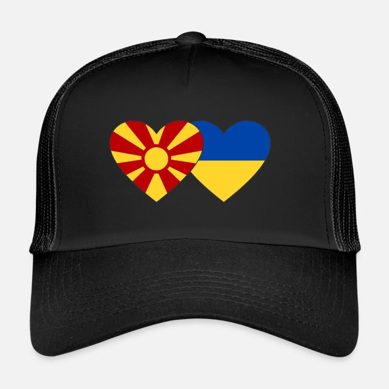 Macédoine Ukraine Drapeau Coeur Casquette trucker 