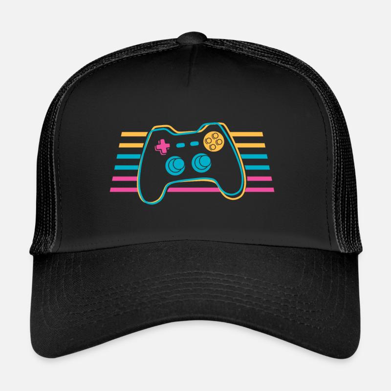 Gamepad Joystick Controller Bunt Gamer - Trucker Cap - Schwarz/Schwarz