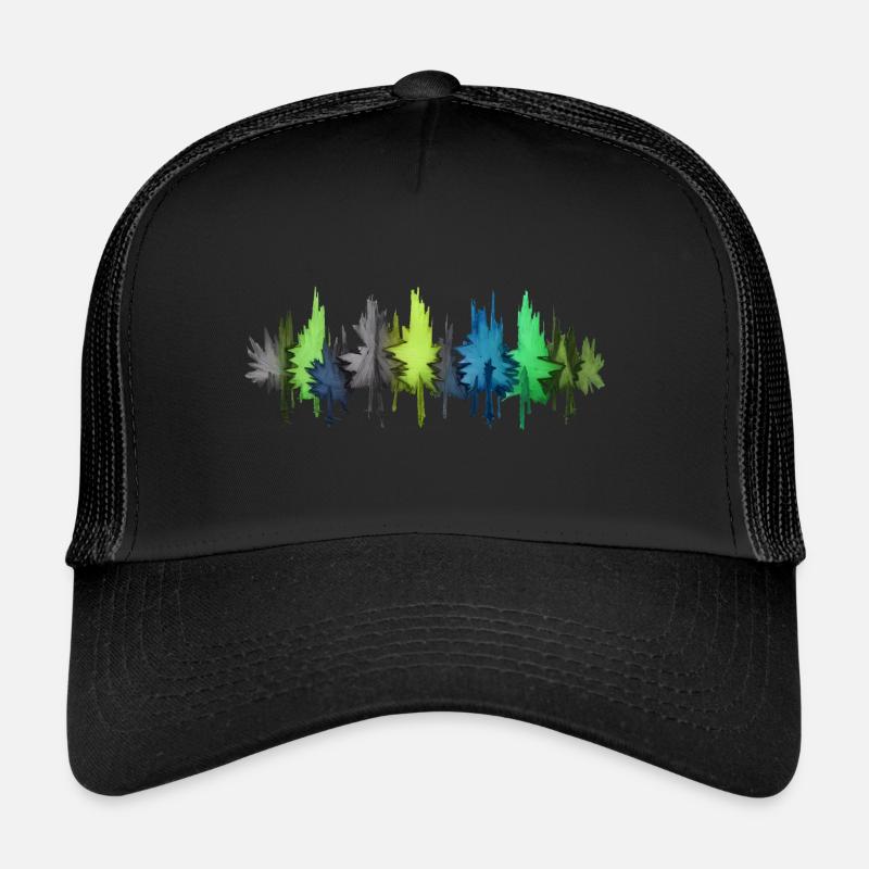 Bunter Wald Bäume bunt - Trucker Cap - Schwarz/Schwarz