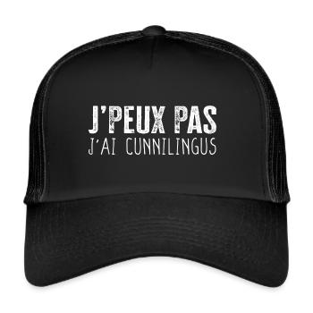 J'peux Pas J'ai Cunnilingus Humour Saint Valentin - Casquette trucker  - noir/noir - Devant
