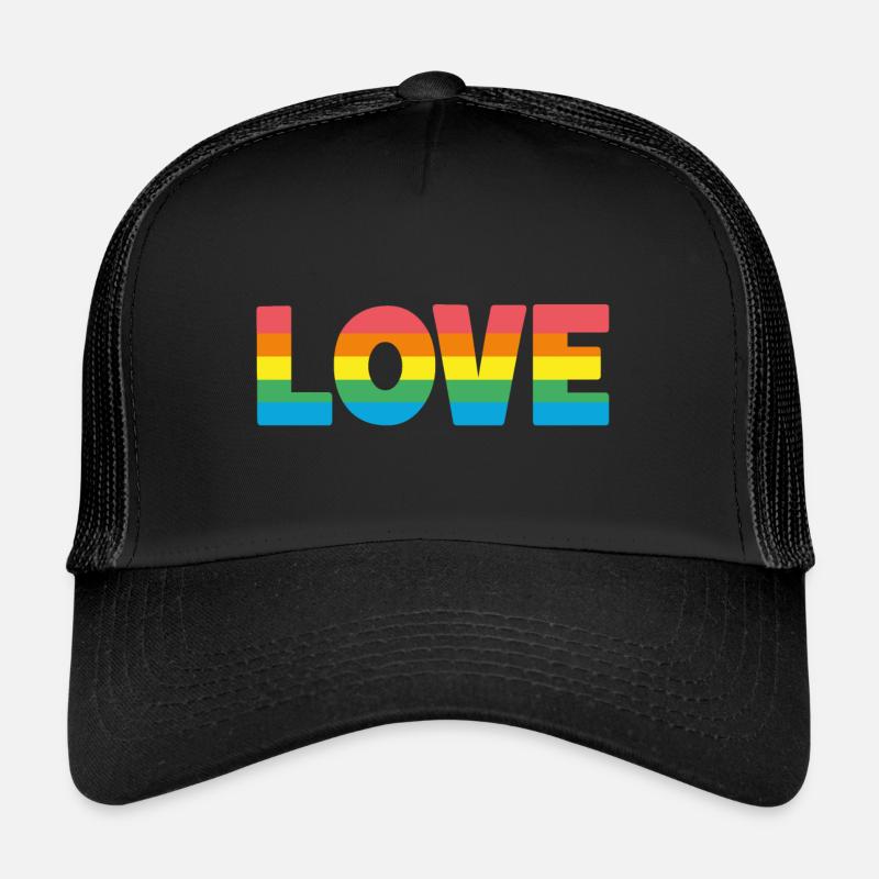 Love Regenbogen - Trucker Cap - Schwarz/Schwarz