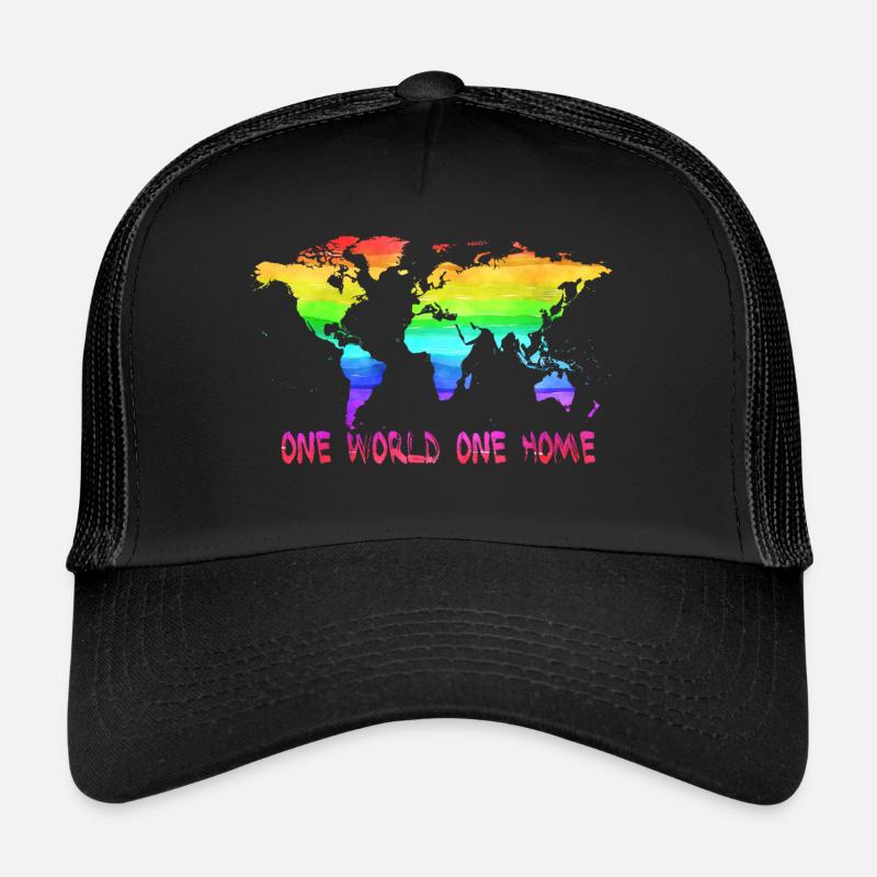 One World One Home World Map Trucker Cap