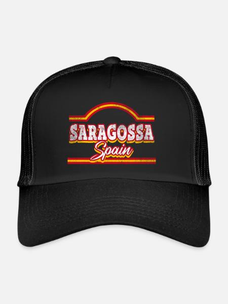 Saragosse Espagne City Font Vintage Retro - Casquette trucker  - noir/noir - Devant