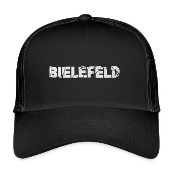 Bielefeld Deutschland Stadt Schrift Skyline Broken - Trucker Cap - Schwarz/Schwarz - Vorne