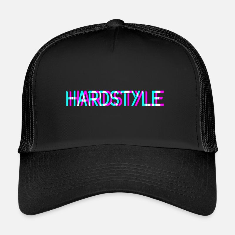 Hardstyle - Musik - Fastival -Rave -Edm - 3 d look - Trucker Cap - Schwarz/Schwarz