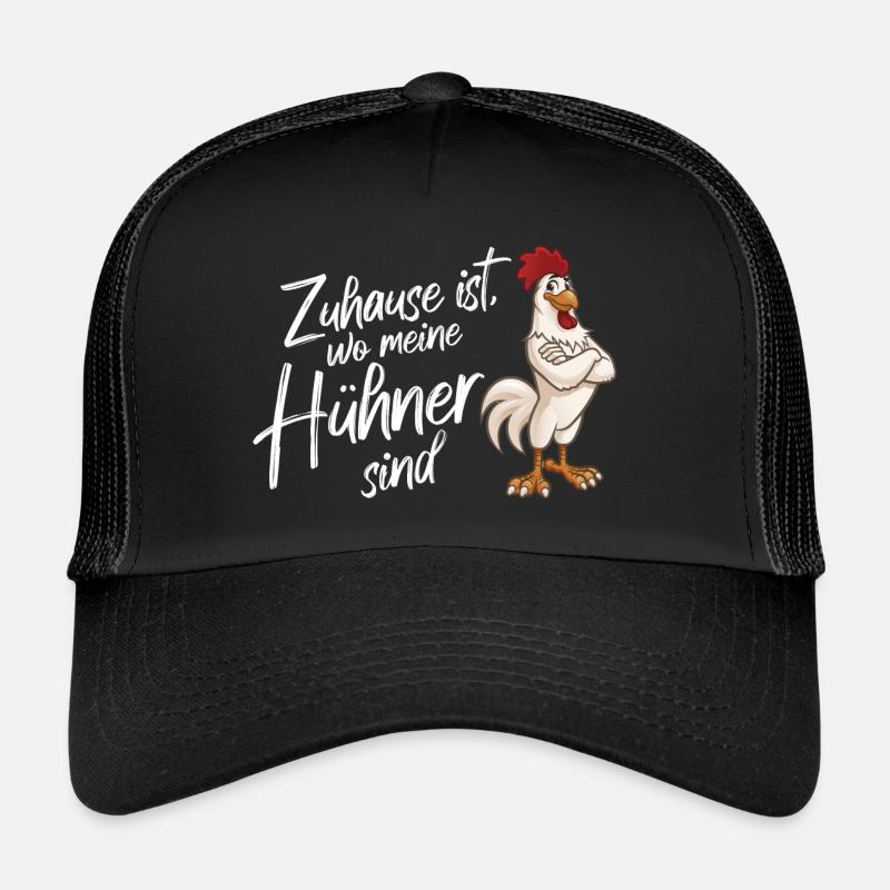 Huhn Hahn Hühner Chicken Stall Bauer Bauernhof - Trucker Cap - Schwarz/Schwarz