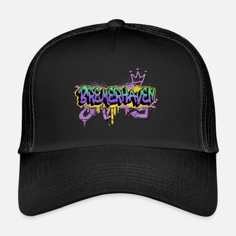 Bremerhaven Deutschland Graffiti Spray Sprayer - Trucker Cap - Schwarz/Schwarz