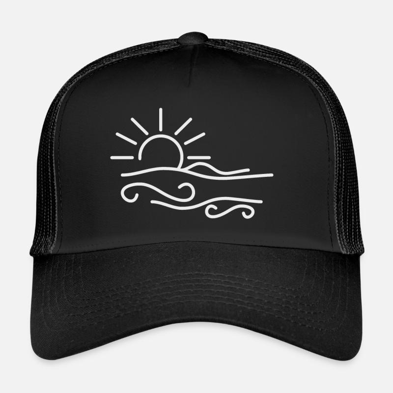 Sonnenuntergang am Meer/See - Trucker Cap - Schwarz/Schwarz