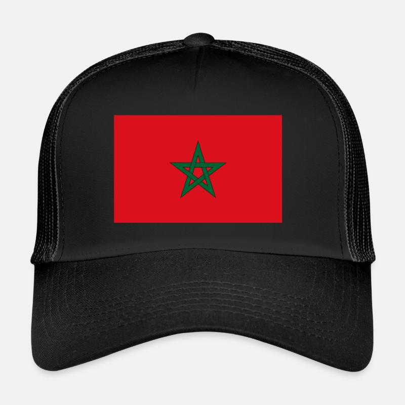 Marokko Flagge - Trucker Cap - Schwarz/Schwarz