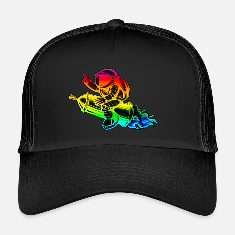 Graffiti astronaut with spray can rocket Trucker Cap