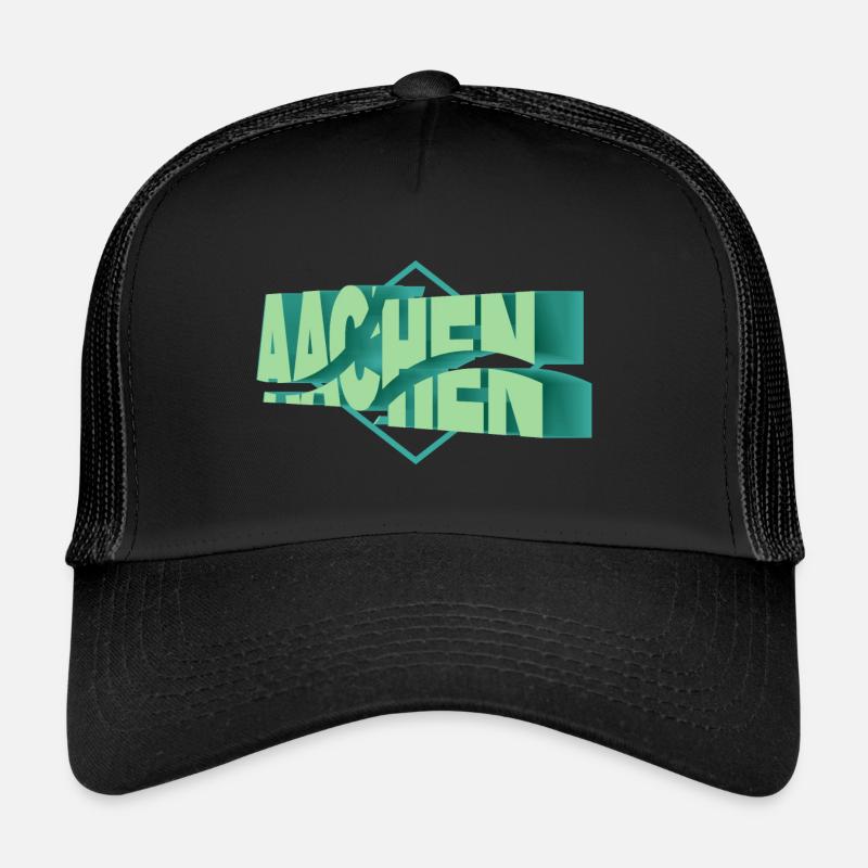 Aachen Germany City 3D Font Skyline Trucker Cap