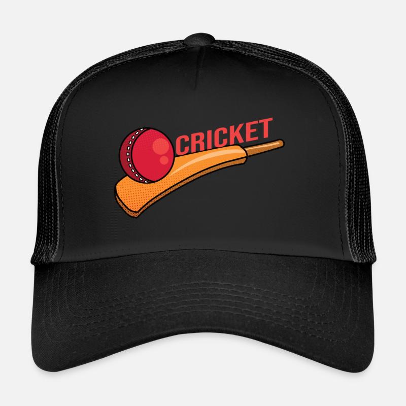 Cricket Cricketschläger Kricket Cricketspiel - Trucker Cap - Schwarz/Schwarz