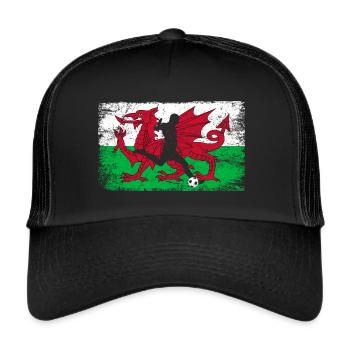 Pays de Galles fan de football de l’équipe galloise - Casquette trucker  - noir/noir - Devant