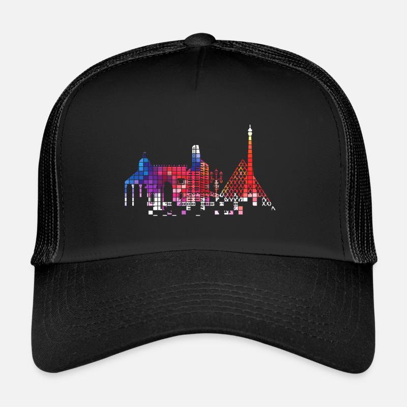 Paris Frankreich Stadt Skyline Pixel Bunt Trucker Cap