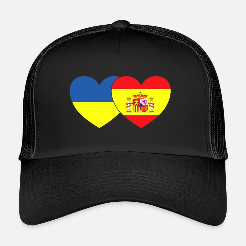 Ukraine Espagne Drapeau Cœur Casquette trucker 