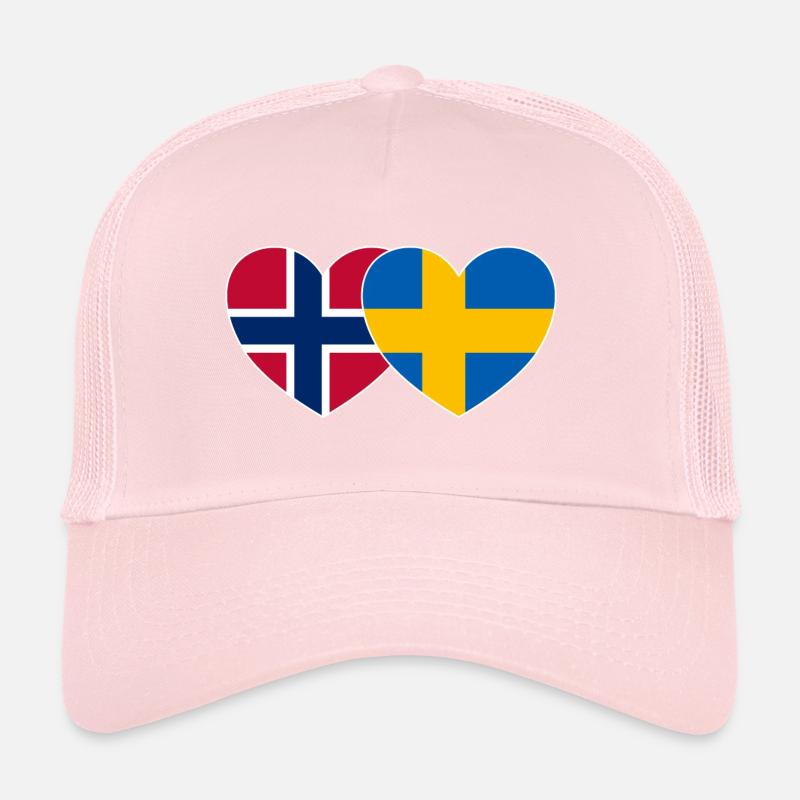 Norvège Suède Drapeau Coeur Casquette trucker 