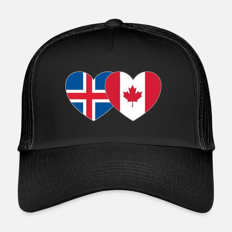 Cœur du drapeau du Canada de l’Islande Casquette trucker 