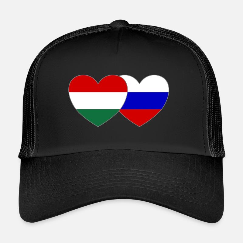 Hongrie Russie Drapeau Cœur Casquette trucker 