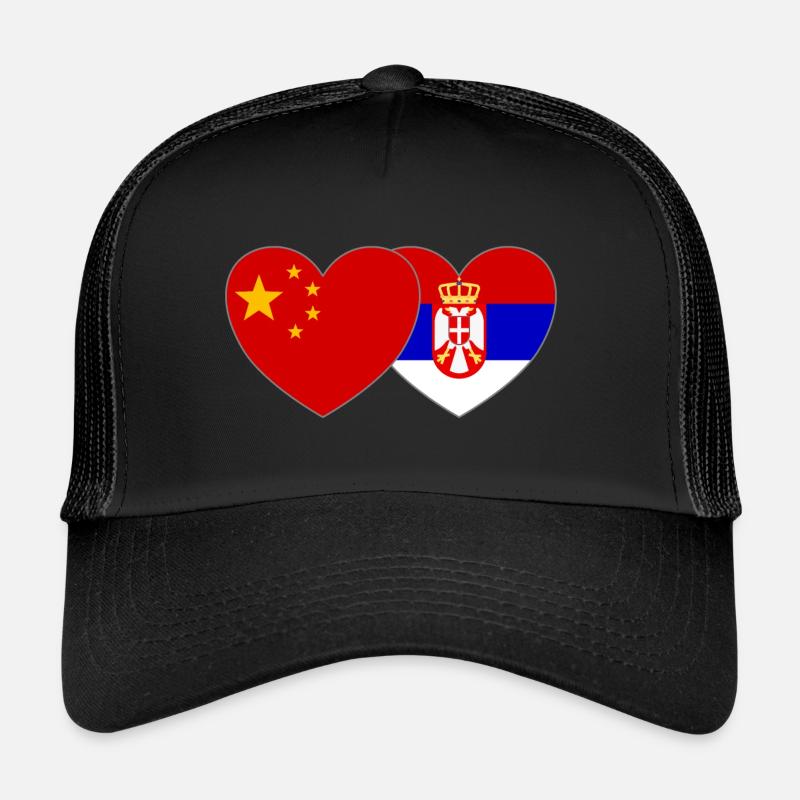 China Serbien Flagge Herz Trucker Cap