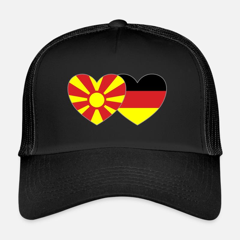 Macédoine Allemagne Drapeau Coeur Casquette trucker 