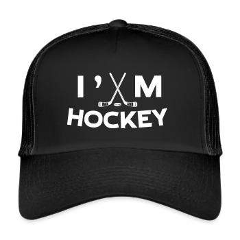 Ich bin Hockey T-Shirt Geschenk - Trucker Cap - Schwarz/Schwarz - Vorne