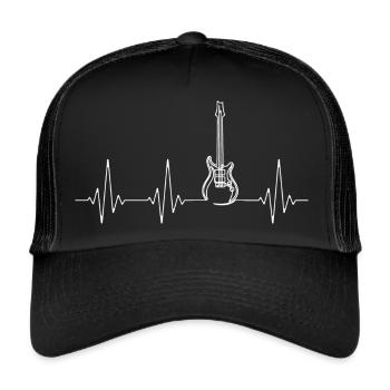 Basse guitare battement de coeur bassist cadeau - Casquette trucker  - noir/noir - Devant