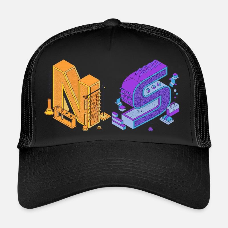 NaruSasu Steampunk Buchstaben in Lila und orange Trucker Cap