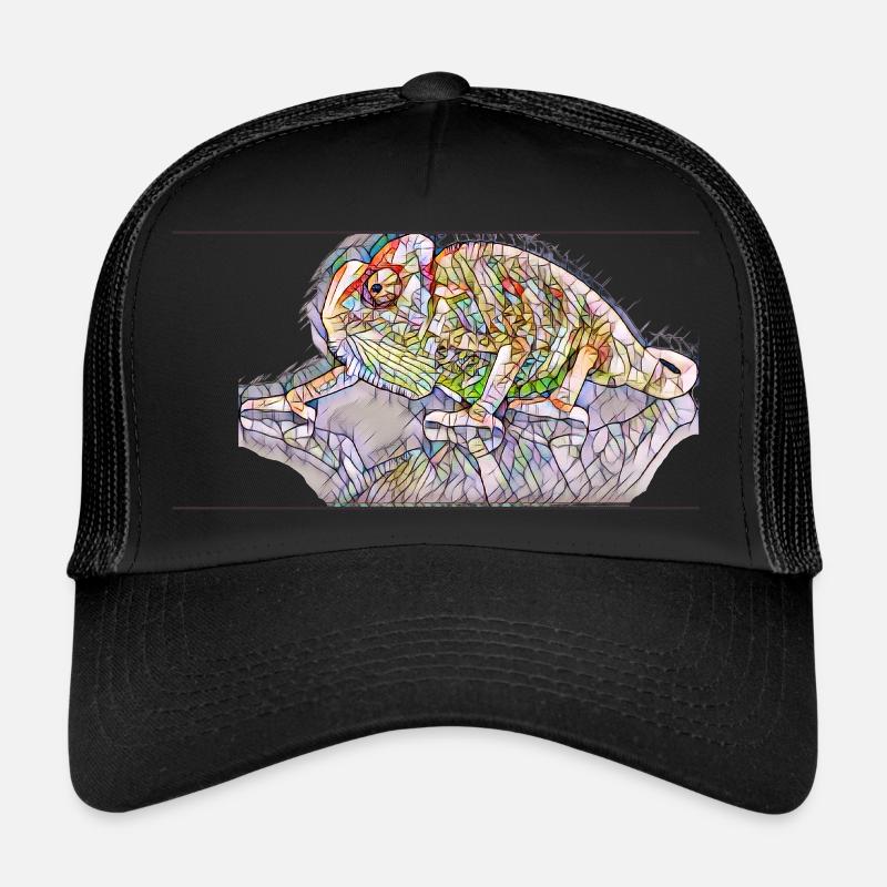 Caméléon - Impression d’art colorée et élégante - Casquette trucker  - noir/noir