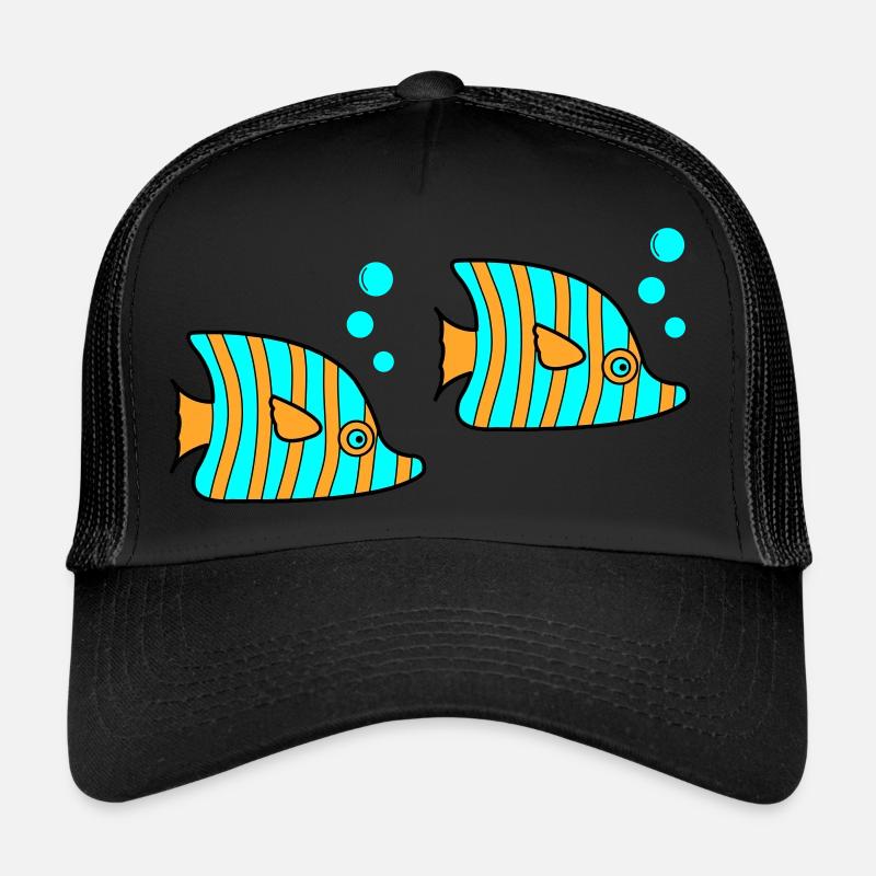 fische - Trucker Cap - Schwarz/Schwarz